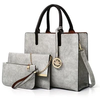 fashion simple 3pcs womens bag set pu leather handbag ladies solid color messenger bag shoulder bag wallet bags 2048