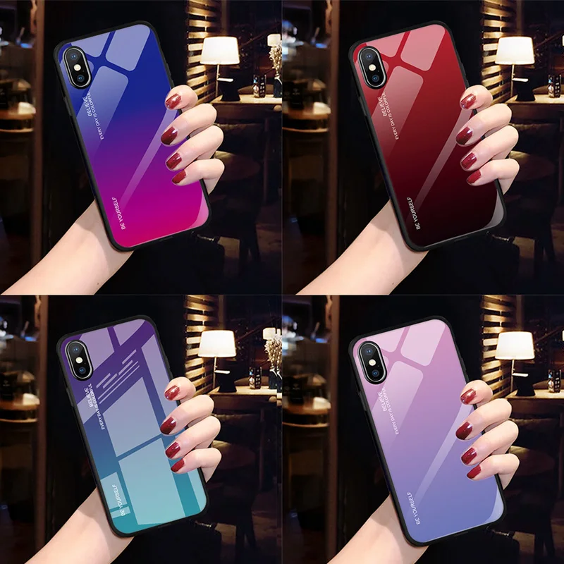 Чехол 9H из закаленного стекла для iphone 7 8 6 6S Plus X XS XR Max|Бамперы| |