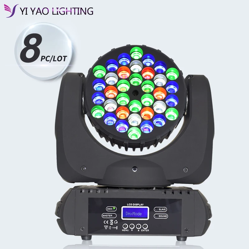 8 шт./лот 2018 новейший 36X3W луч движущийся головной свет RGBW LED стирка сценическое