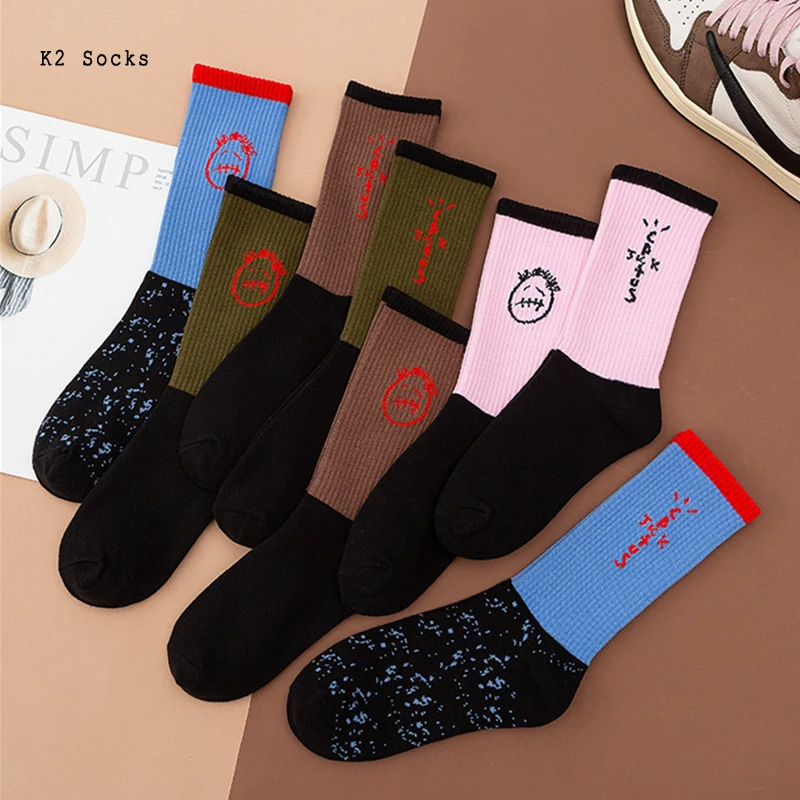 

New Grimace Men and Women Socks Cotton Color Hip hop Happy Cashew Flower Striped Harajuku Art Skateboard Fashion Girls Sockings