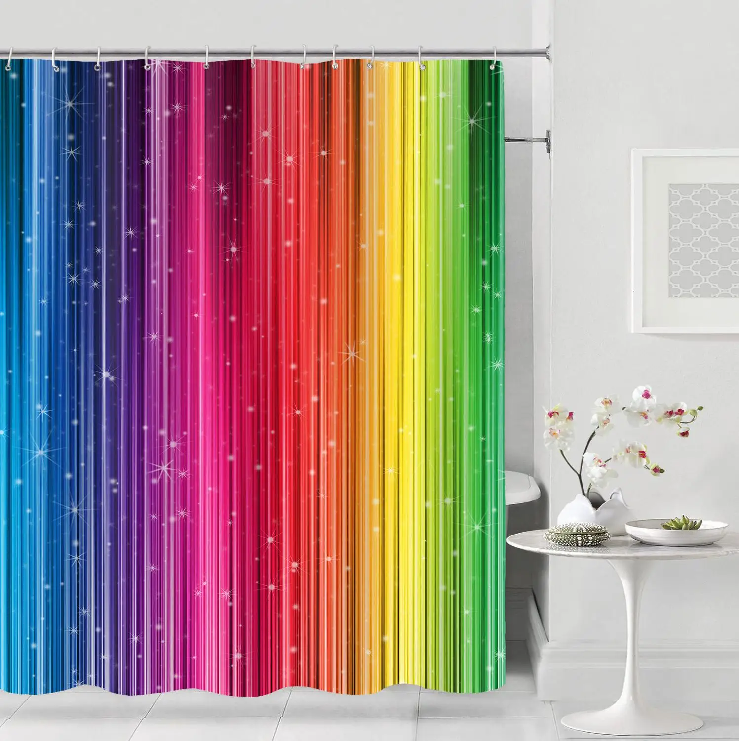 modern rainbow stripes shower curtain decor waterproof polyester eco friendly shower curtains bathroom decoration douchegordijn free global shipping