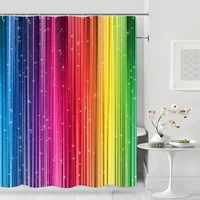 modern rainbow stripes shower curtain decor waterproof polyester eco friendly shower curtains bathroom decoration douchegordijn