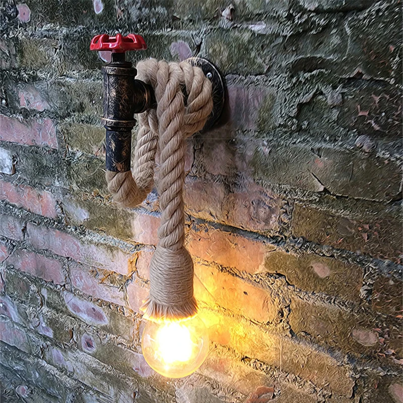 Промышленная веревка настенная лампа винтажный Wandlamp водопровод светодиодный
