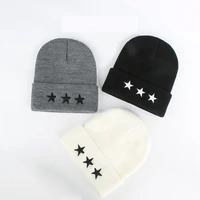 new classic autumn winter mix cotton unisex star embroidery soft warm street casual hip hop simple knitted skull beanie hat