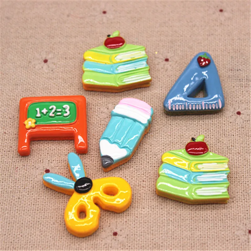 

10 шт., милые аксессуары из смолы, канцелярские принадлежности назад в школу, миниатюрные фигурки для украшения дома, магниты на холодильник
