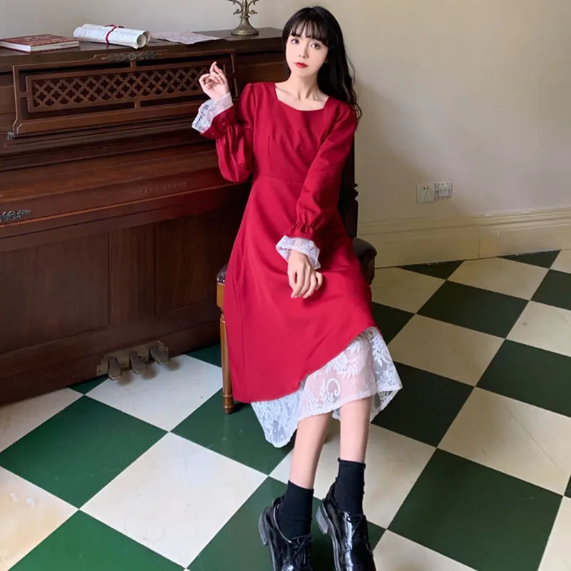 Женское винтажное платье с длинным рукавом элегантное свободное в стиле Хай