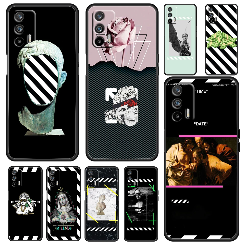 

Of Fashion Whitpainting For OPPO Realme GT Explorer Master Neo Flash Edition C21 C20 C15 C11 C3 Soft Black Phone Case