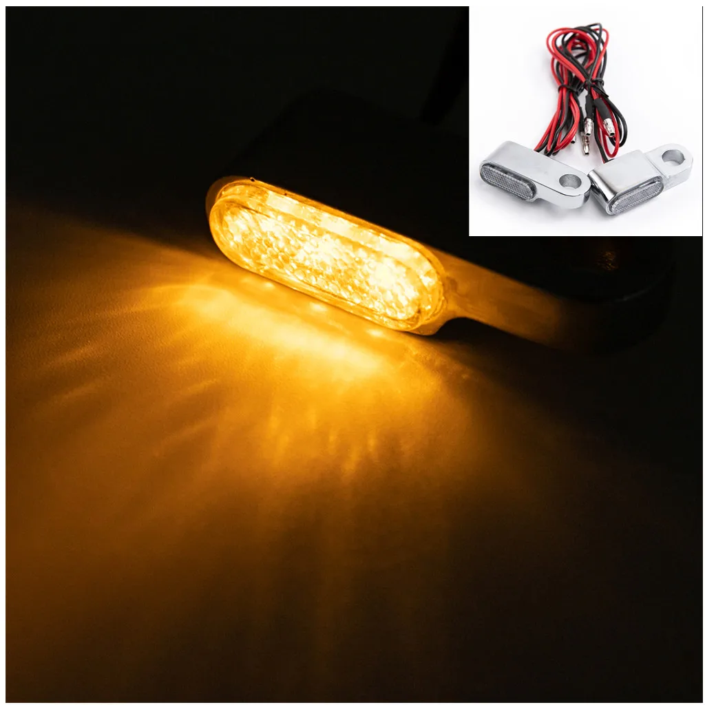 

2PCS Motorcycle Signal Lamp Indicators Amber LED Turn Signal Light Handlebar Blinker For Cafe Racer Scooter ATV Motobike DC 12V