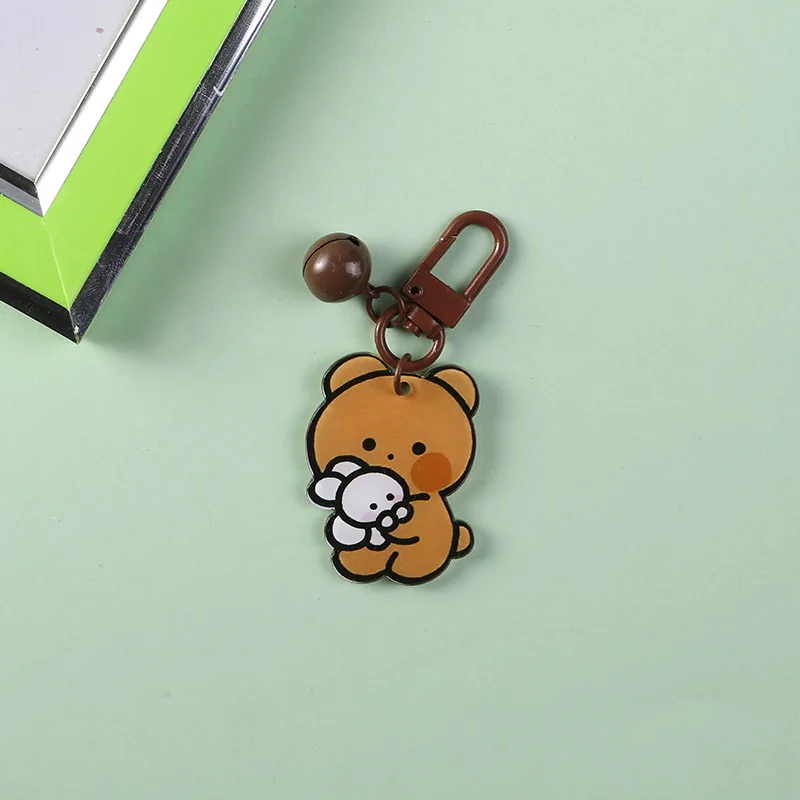 2020 Hot Fashion Cartoon Rabbit Bear Animal Keychain Acrylic Lovely Flowers Key Chains For Women Charm Bag Ring Girl Gifts | Украшения и