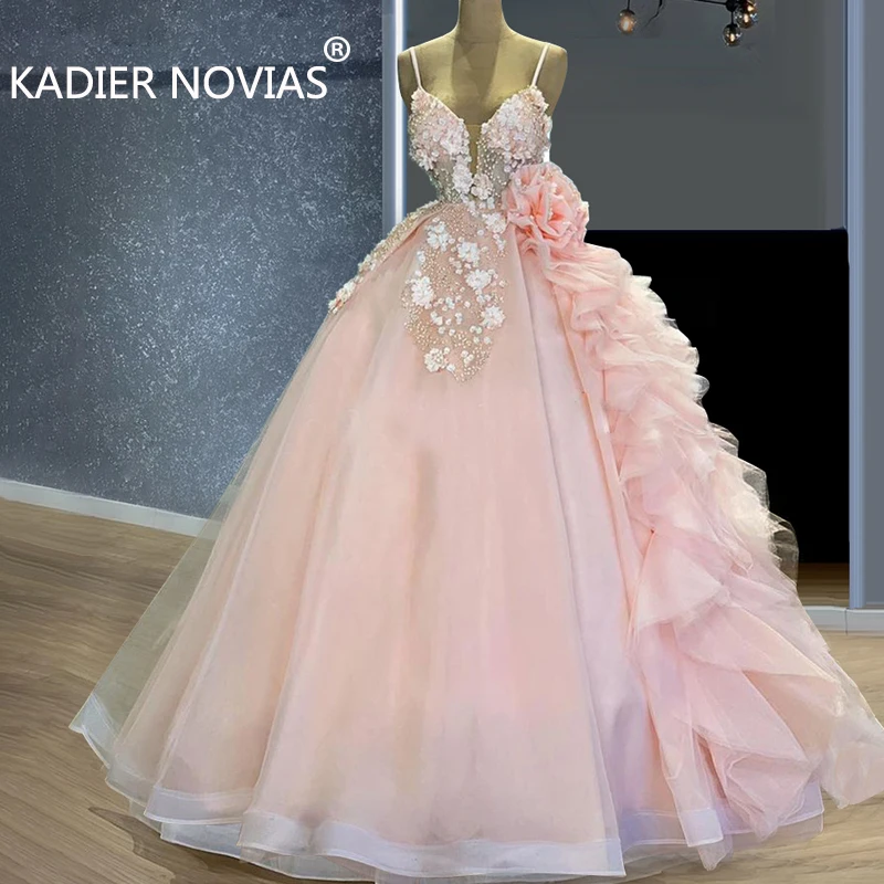 

Long Pink Custom Made Satin Princess Ball Gown Bridal Wedding Dresses 2021 Vestidos De Novia