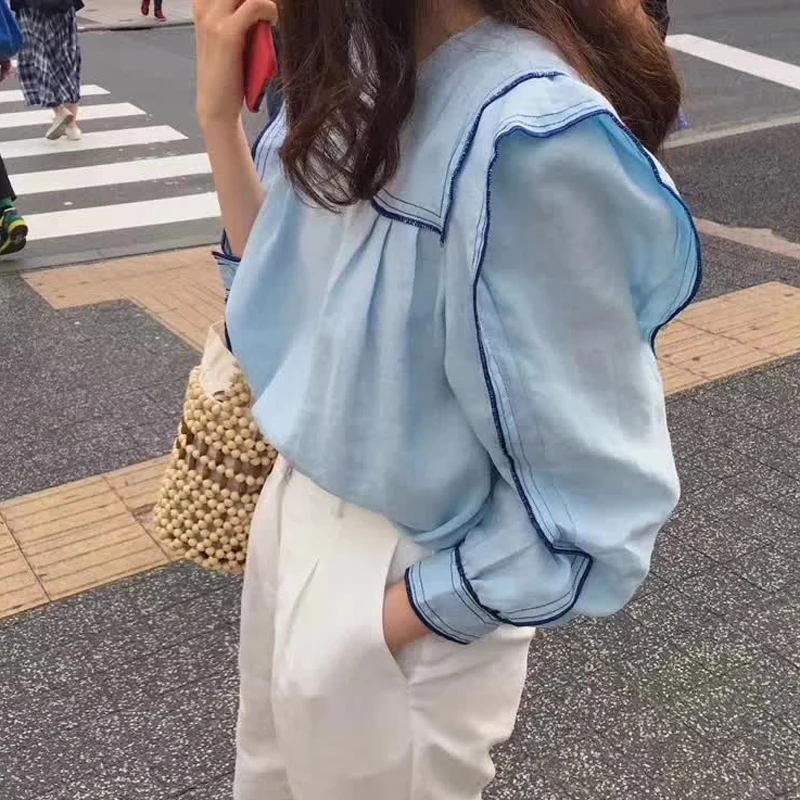 

Casual O-neck Patchwork Women Blouses Shirts Full Sleeve Ruffles Female Blouses Shirts 2020 Spring Summer Tops Blusas