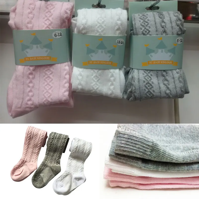 

3Pcs/Set Girls Pantyhose Spring Autumn Knitted Baby Twist Children Bottom Cotton Tights Toddler Kid Girl Ribbed Stockings 2-24M