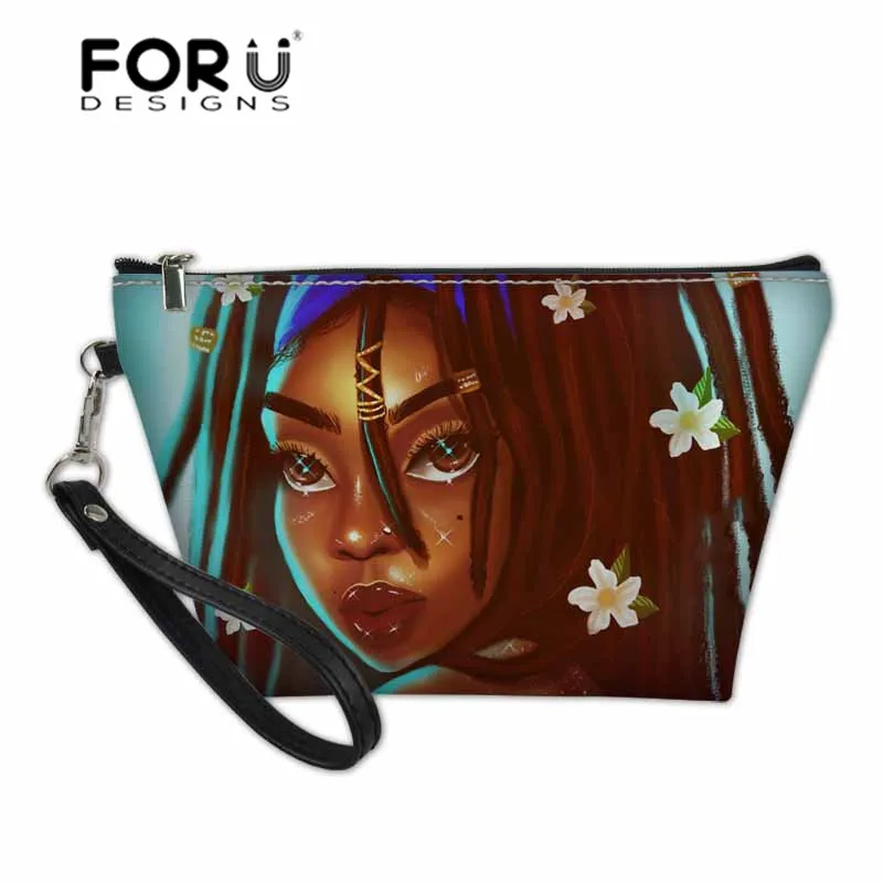 FORUDESIGNS/портативный для макияжа Сумки для женщин черные художественные африканские американские девушки косметички дамы туалетные принадлежности органайзеры сумки - Color: YQ4570Z8