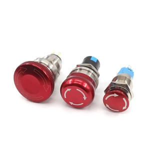 16mm 19mm Emergency Stop Button Switch Mushroom Metal Push Button Stop Switch 1NO1NC 2NO2NC On Off Latching Button Switch