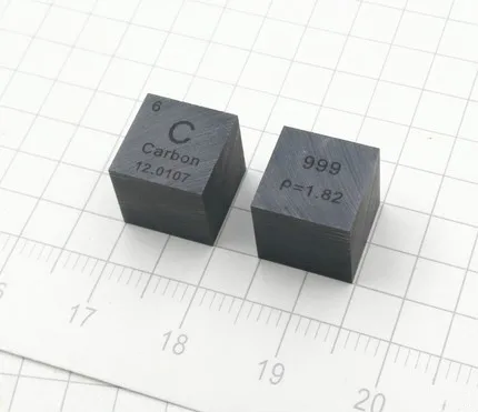 

2pcs / 5 pcs Carbon Periodic Table Cube Side Length 10mm Weight 1.79g C Greater than or equal to 99.9%