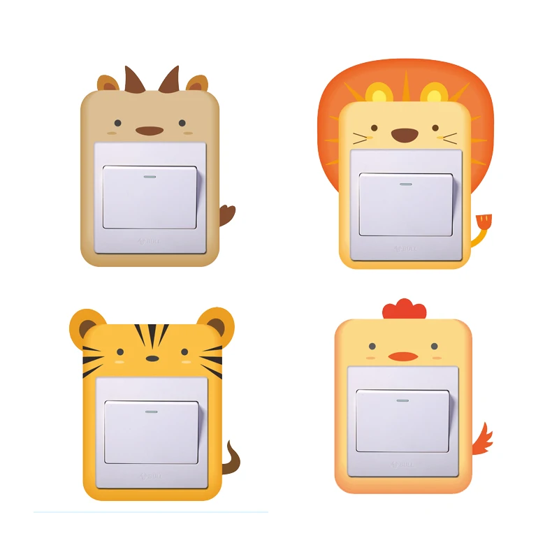 

Смешные абстрактные наклейки с животными и переключателями для детской комнаты, спальни, украшение для дома «сделай сам», сафари, Настенная...