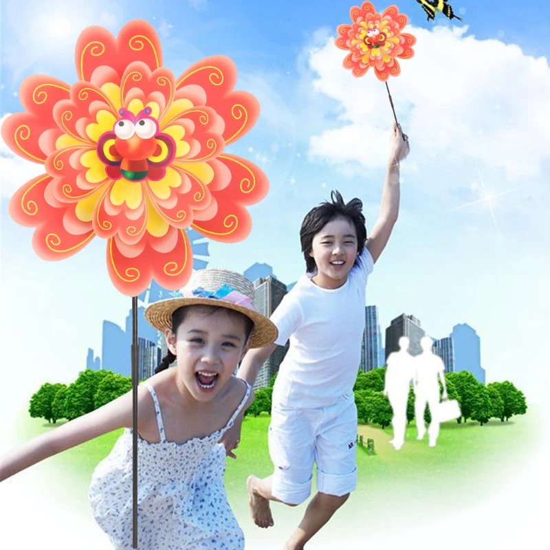 

Double Layer Flower Windmill Wind Spinner Pinwheel Kids Toys Yard Garden Decor