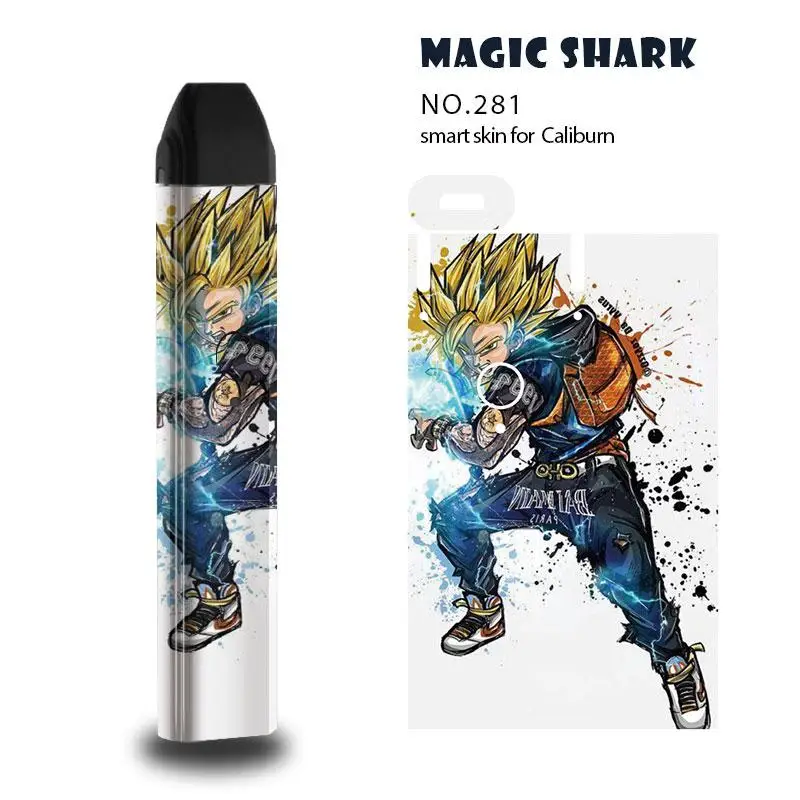 Волшебная Акула солнце Wukong Англия Китай Dragon Ball Пикачу Toroto Pokemon наклейка чехол Полная пленка для Uwell Caliburn - Цвет: 281