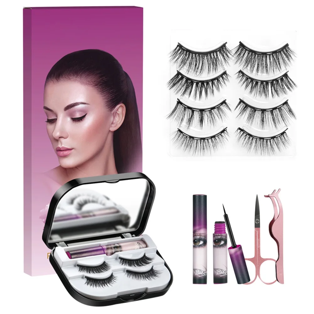 

6 Pairs Waterproof Liquid Liner Magnetic Eyelashes Kit Double-tube Magnetic Eyeliner with Applicator Eye Makeup Tools