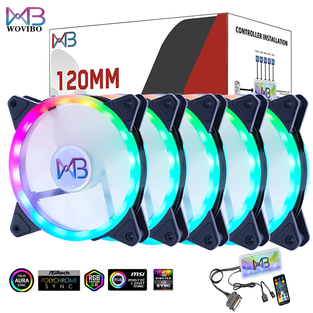 120 мм охлаждающий вентилятор компьютера ПК RGB чехол вентиляторы кулера