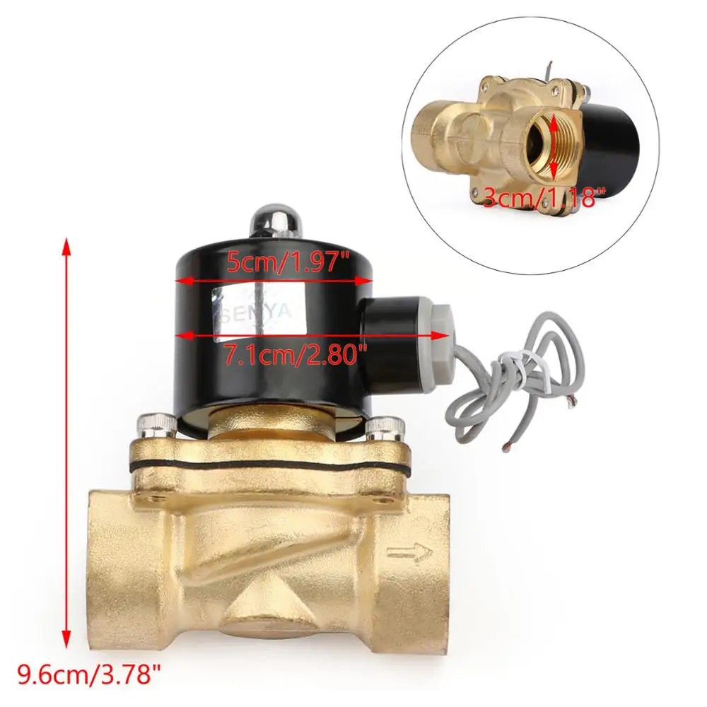 

Areyourshop 1" AC 220V AC220V DC 12V 24V Heavy Duty Brass Electric Solenoid Valve Water Waterproof Normally Closed NC G1