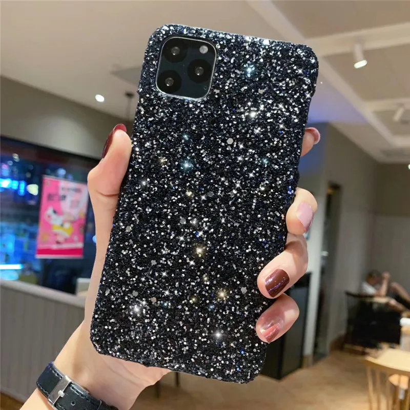 Чехол для телефона iPhone 11 Pro Max XR X XS блестящий сверкающий чехол с блестками жесткий
