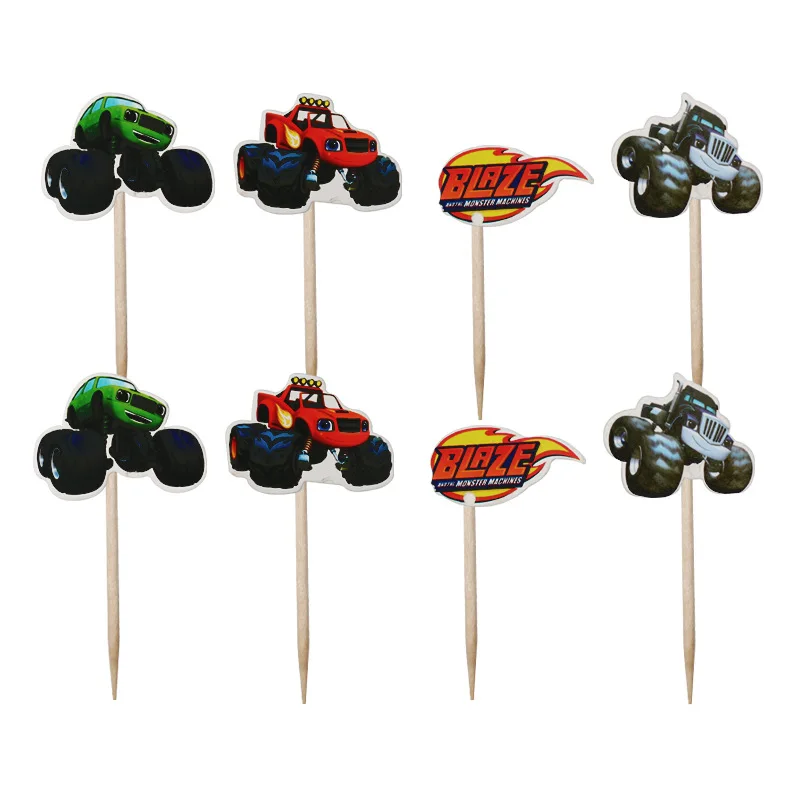 24 шт./лот Blaze Car Cupcake Toppers украшение для торта на свадьбу день рождения вечеринка