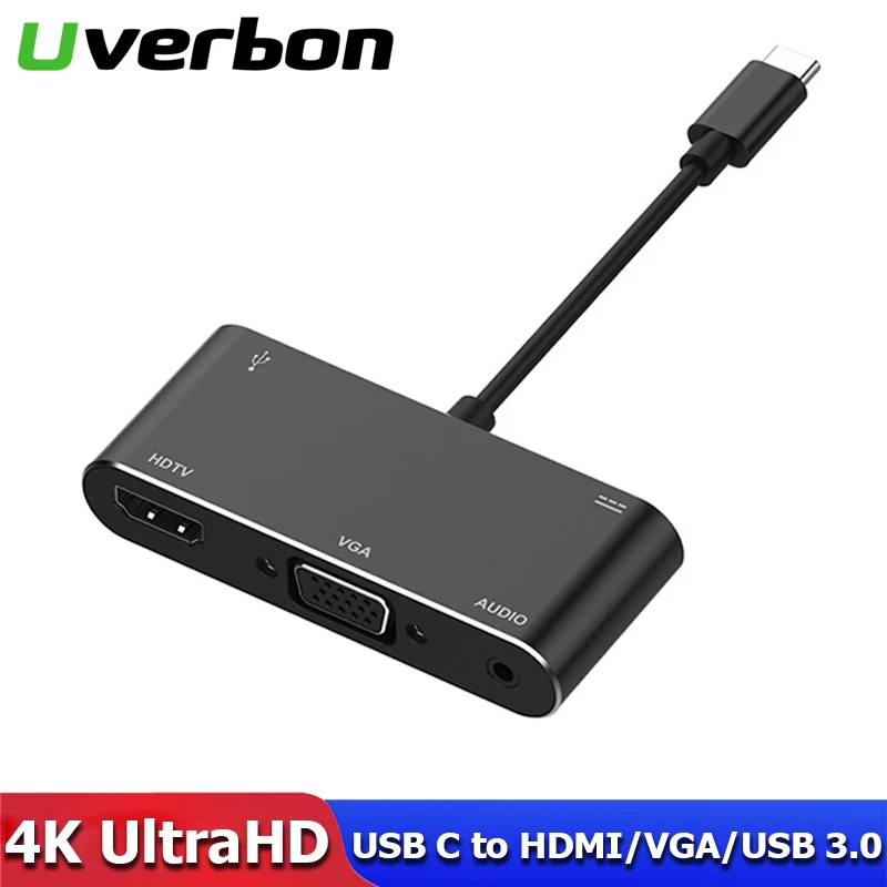 Переходник с разъемом типа C на HDMI VGA USB 3 0 5 Jack адаптером 1 для Mac Air Pro Huawei P10 P20 Samsung S8