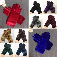 new gold velvet gloves elastic full finger gloves soft solid thermal mittens elegant women etiquette cycling gloves hand warmer