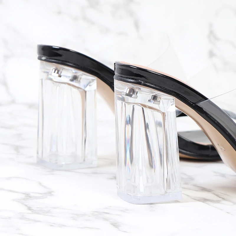 

leopard High Heels sandals Women Transparent square heel women sandals Leather comfortable non-slip women rubber sandals N6-128