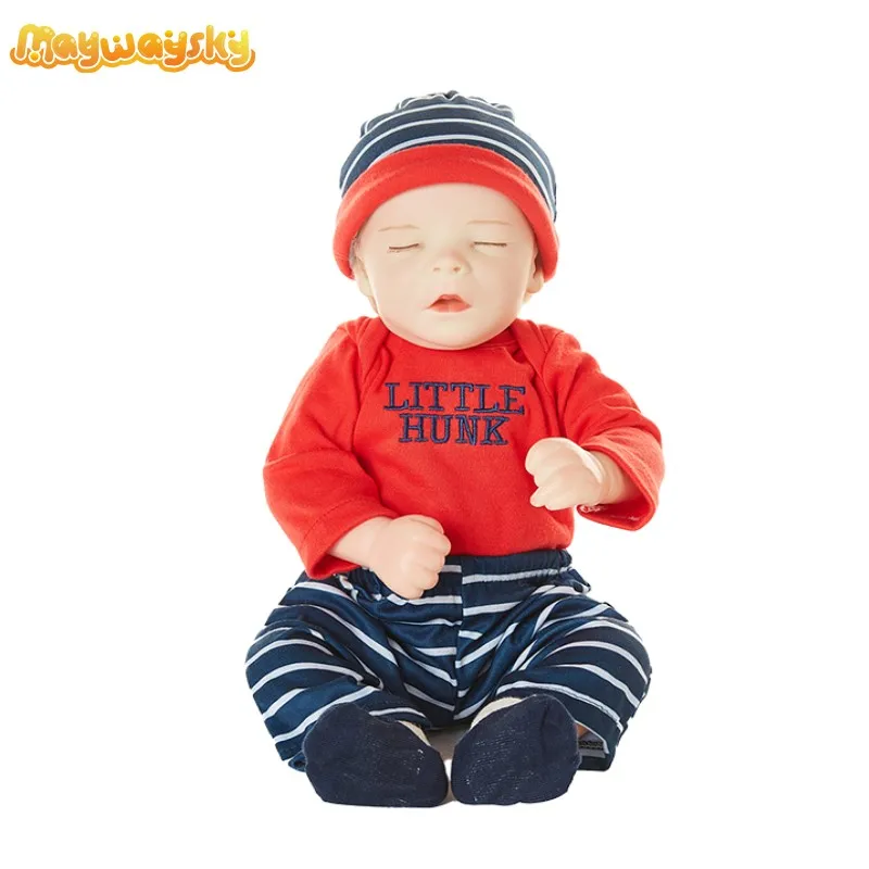 

Maywaysky 18" Real Bebe Reborn Doll Kit Boy Full Silicone Body Alive Sleeping Baby With Cloth Pacifier Feeding Bottle