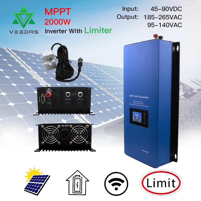 2000 Вт MPPT солнечный Grid Tie инвертор с датчиком ограничителя разрядки батареи режим