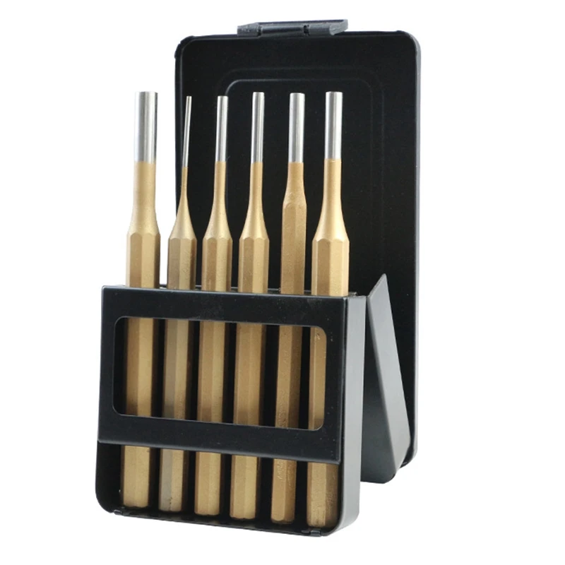 

Cylindrical Punch Steel 6Pcs Punching Center Round Chisel Hand Tool Percussion Punch Fitter Special Punch 2 3 4 5 6 8mm