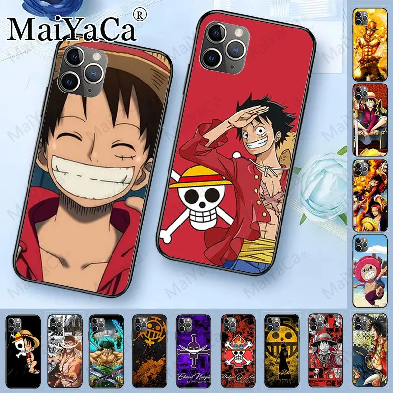 Чехол для телефона One Piece с японским аниме Луффи Тони Чоппер черный iphone 11Pro 5s 6s 12Pro