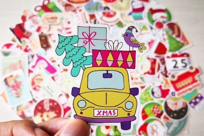 

100pcs/pack Santa Claus Christmas Graffiti Stickers Christmas Decorations Sticker Toys for Car Laptop PVC Bicycle Home Decal