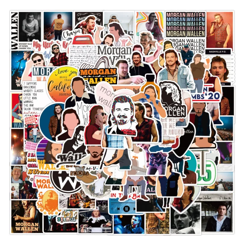 

50/100Pcs/Set New Morgan Wallen Graffiti Waterproof Skateboard Travel Suitcase Phone Laptop Luggage Stickers Cute Kids Girl