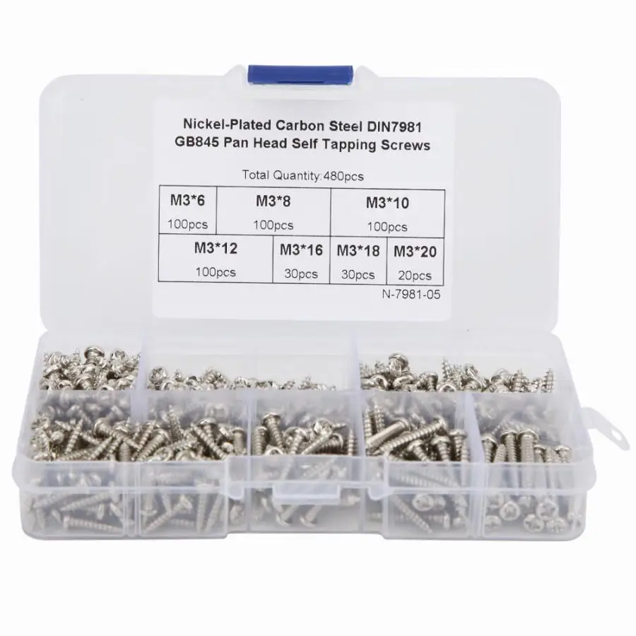 480 шт саморезы с круглой головкой из углеродистой стали фитинги M3