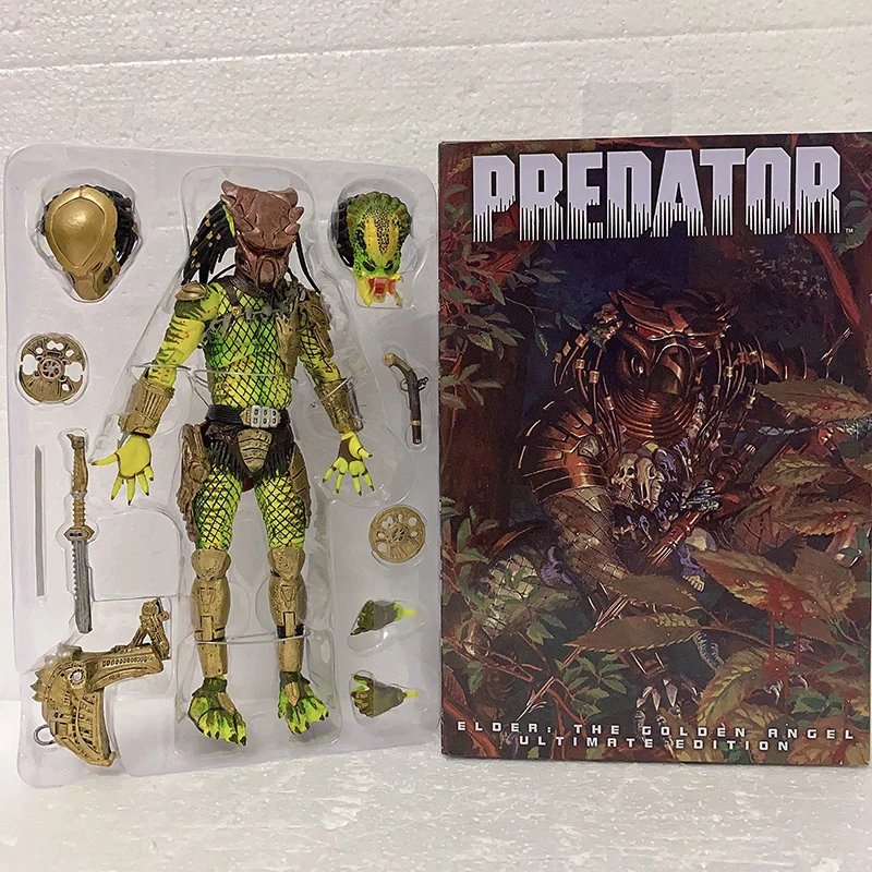 

NECA AVP Aliens vs Jungle HunterPredator Figure Gold Kenner Leader Clan Chief Xenomorph Action Figure Horror Gift