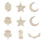 1 шт. ИД Мубарак Полые Цветы Звезда Луна подвесной кулон с веревкой для мусульманской Рамадан кареем украшение для вечерние