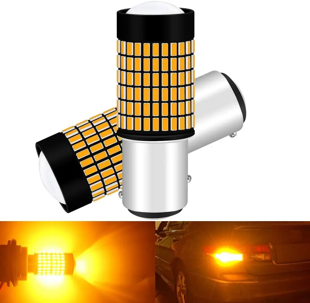 

2-Pack 1157 BAY15D Car Turn Signal Lights Amber/Yellow 3014 LED Replacement 1016 1034 7528 2057 2357 for Tail Blinker LED Bulb