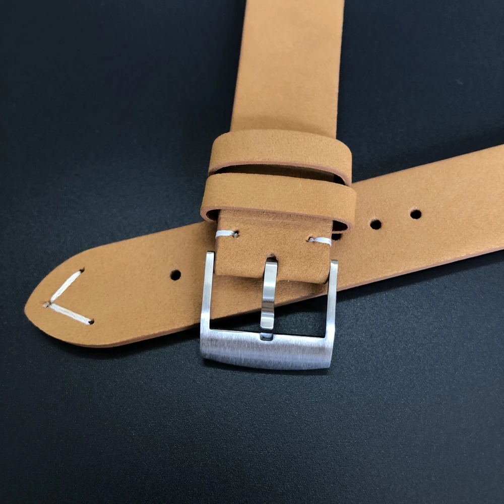 

Retro Genuine Leather Strap 20mm Watchbands Brown Coffee Stainless Steel Buckle Watch Band for Seiko IWC Tudor Black Bay