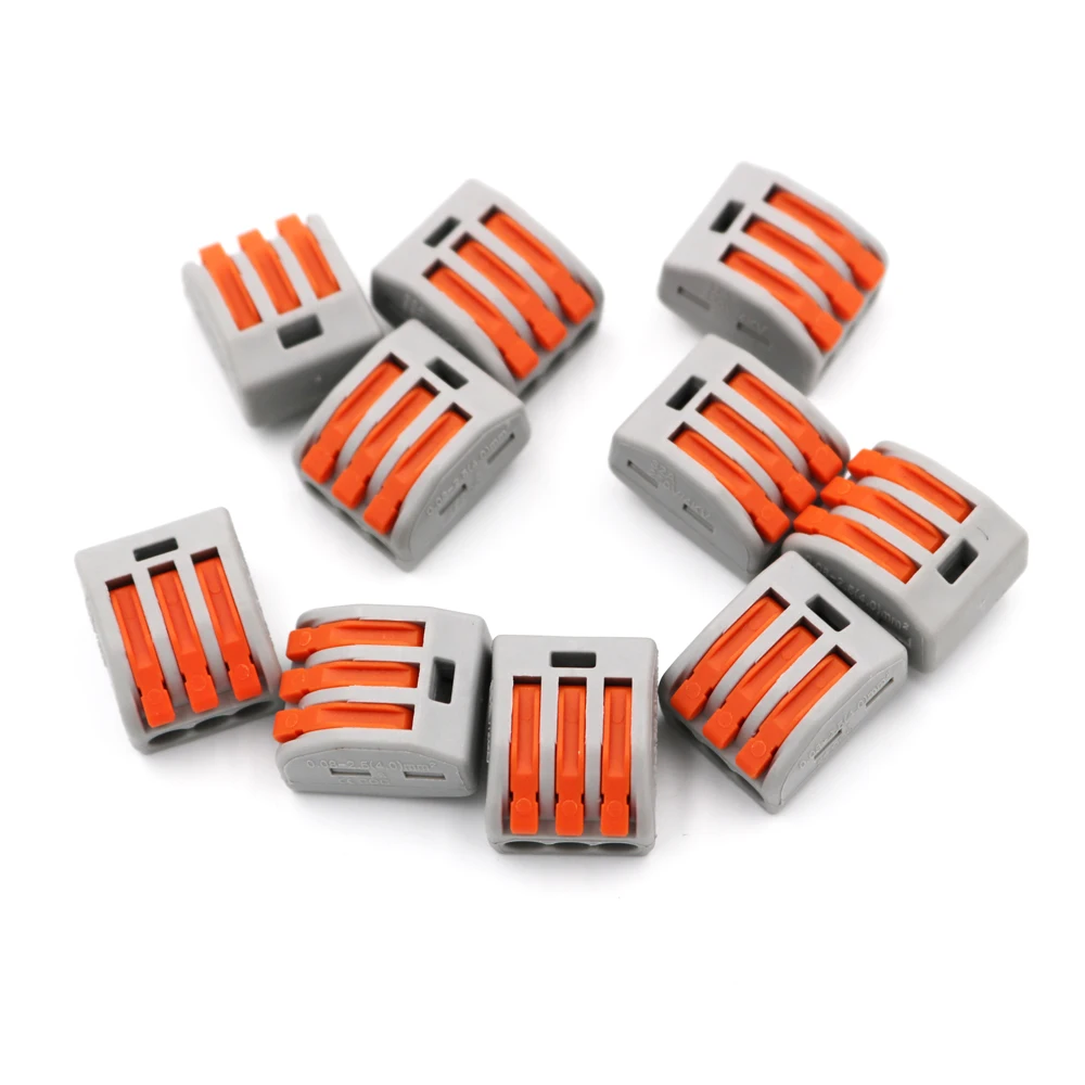 Box Packing 45pcs PT-213 PT213 3 pin pole mini fast wire Connectors Universal Compact Wiring push-in Terminal Block | Обустройство