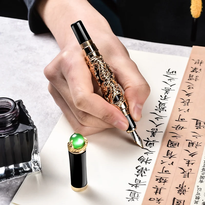 Jinhao Дракон Винтаж класса люкс каллиграфическая Ручка перьевая ручка изогнутое