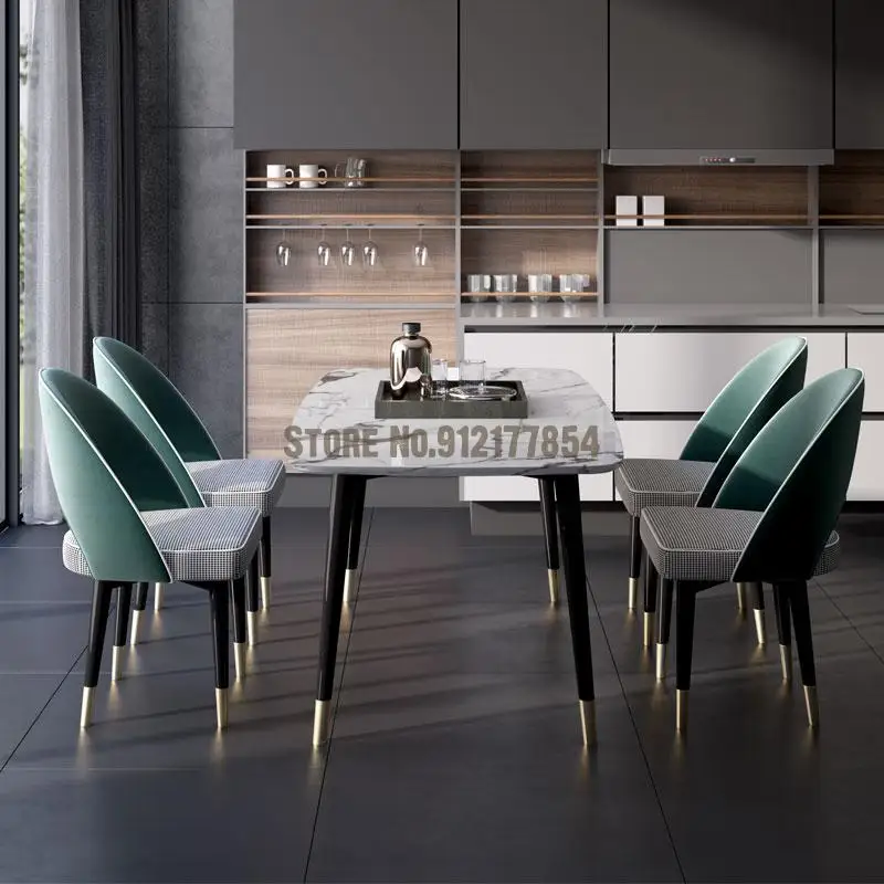 Скандинавский обеденный стул фланелевый мягкий из ясеня и древесины постмодерн