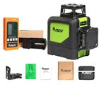 Huepar саморегулирующийся Профессиональный зеленый лазерный луч лазерный нивелир 360 градусов линии с импульсного режимов + Huepar цифровой ЖК-дисплей приемник лазерного излучения