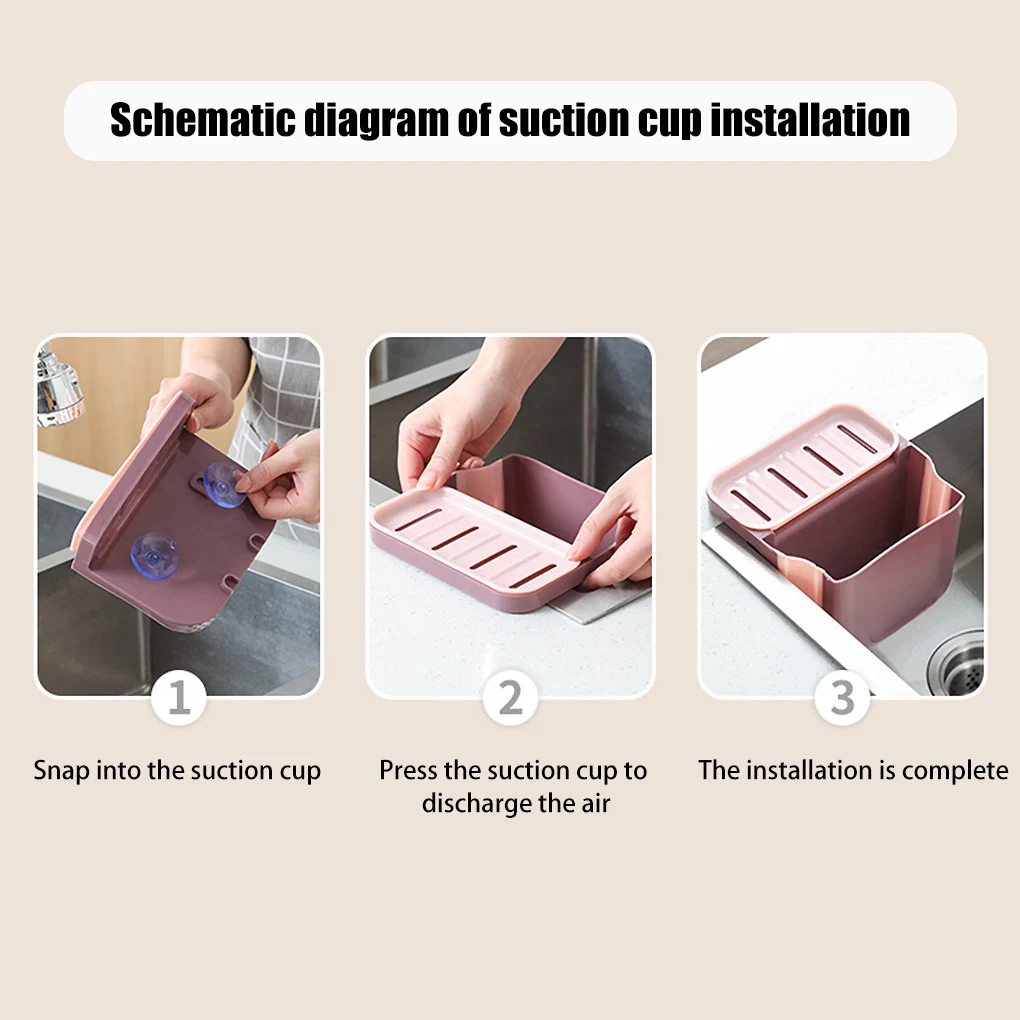 

Sink Storage Basket Plastic Suction Storage Rack Foldable Draining Basin Organizer Holder for Kitchen