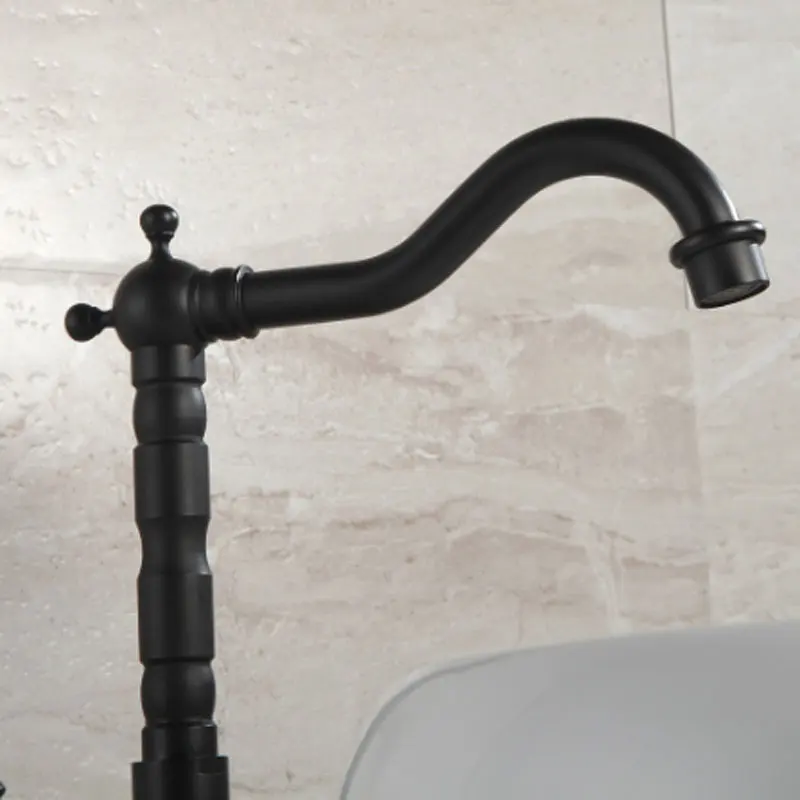 Черный медный кран для горячей и холодной воды бассейна с черным лицом ванная