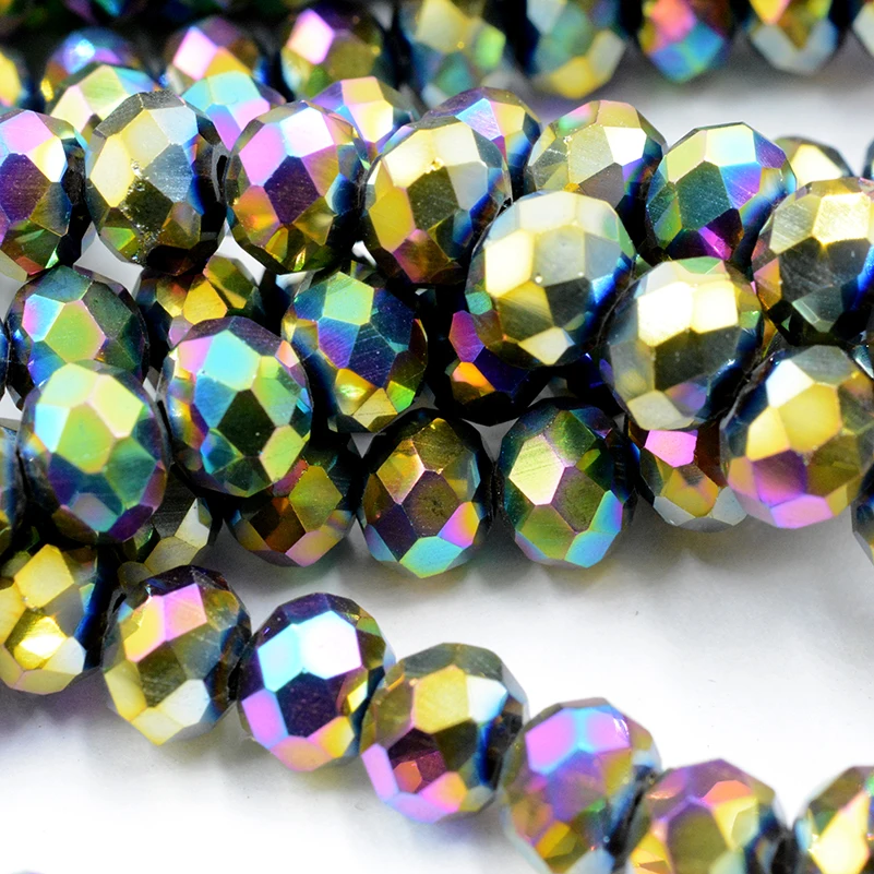 Новинка! Цветные цветные бусины с цветным покрытием граненые стеклянные