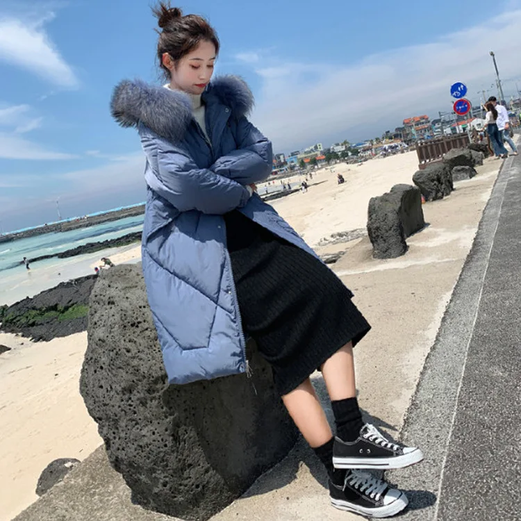 Женское корейское зимнее пальто стиль новый средней длины свободная и плюс