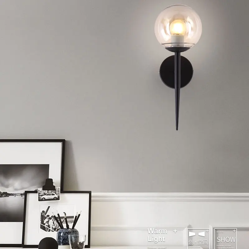 

Modern style E27 LED wall lamps Nordic glass ball wall lights for passage corridor Bedroom bedside lamp Wall Sconces AC85-265V